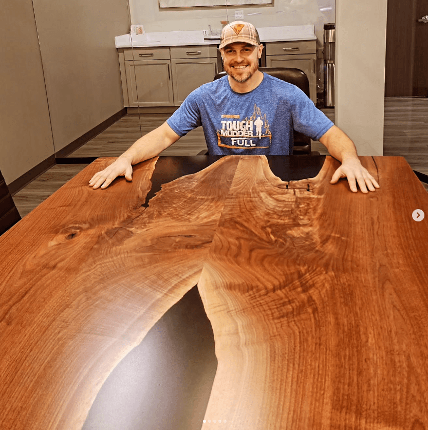 Matt Ruben with a custom live-edge table