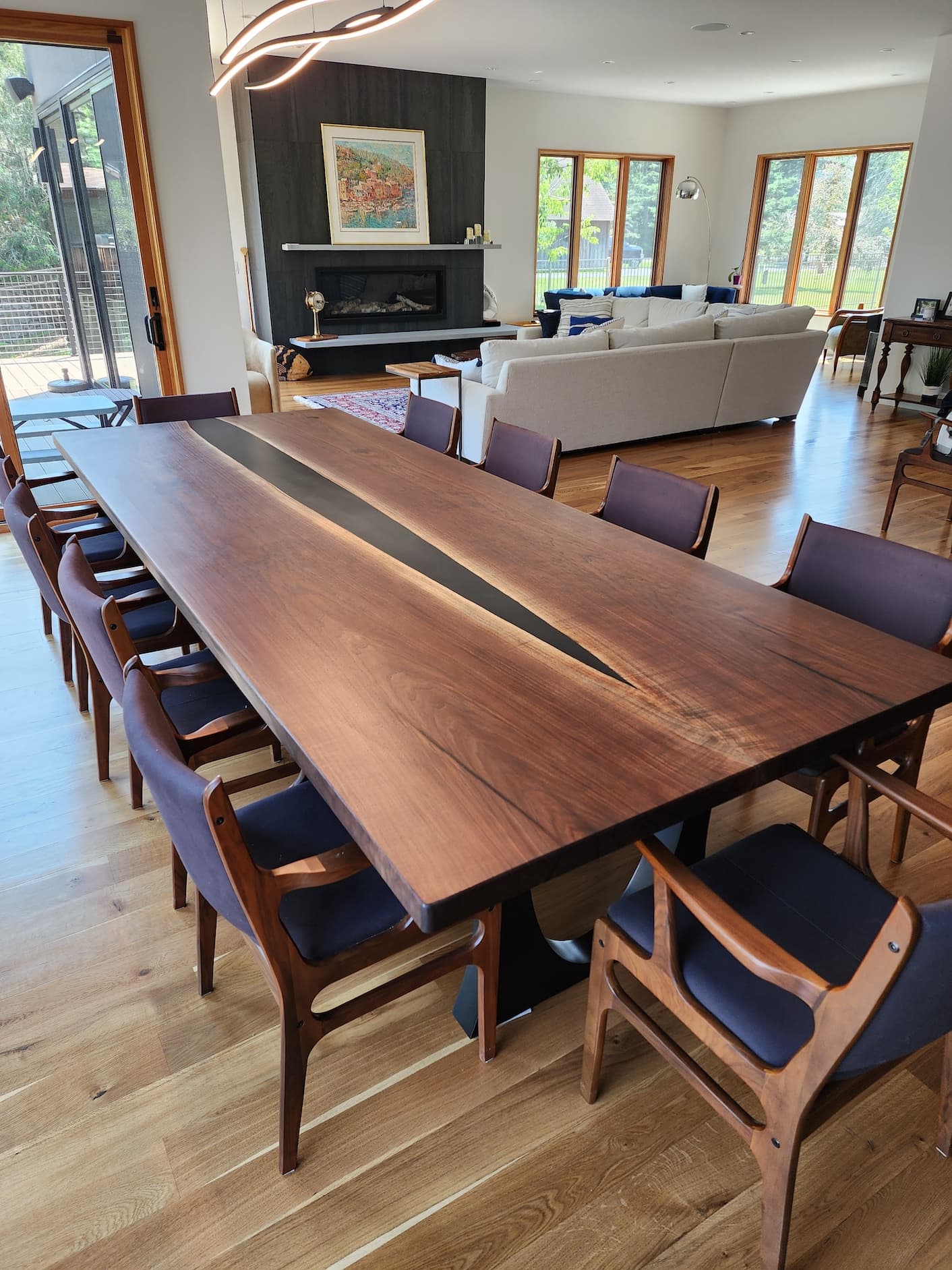 Custom black walnut dining table